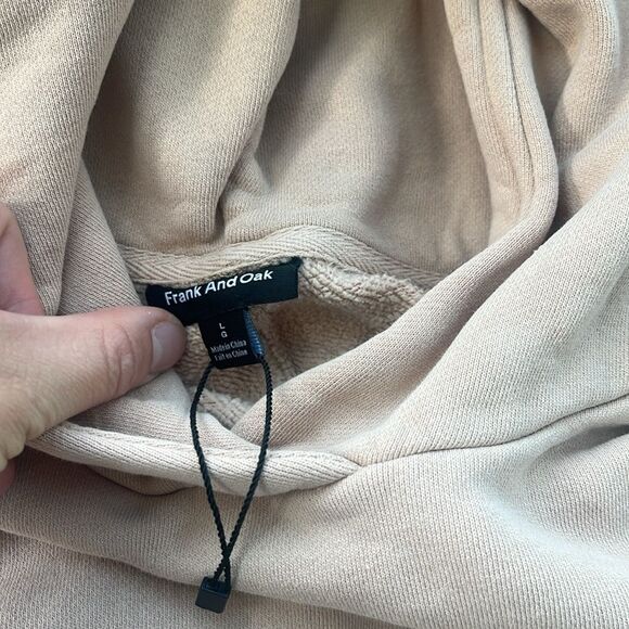 FRANK AND OAK Cropped Beige Neutral Minamalist Cropped Hoodie Large - Picture 2 of 5